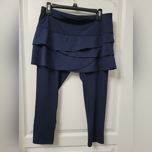 Lucky in Love Scallop Skirt Capri Navy Blue Skort Legging L 12 Pickleball Tennis